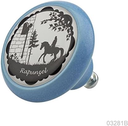 Premium Ceramic Home Decor Cabinet Furniture Knob 03281B BrK-Blue-037 Fairy Tales for Kids, Nursery &amp; Adults - 3D Effect -100% Made in Germany