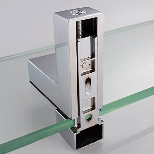 KES Badablage Glasregal Eckablage Glasbodenträger aus Edelstahl und Glas, Klar und Silber, BGS3201S35 - 4