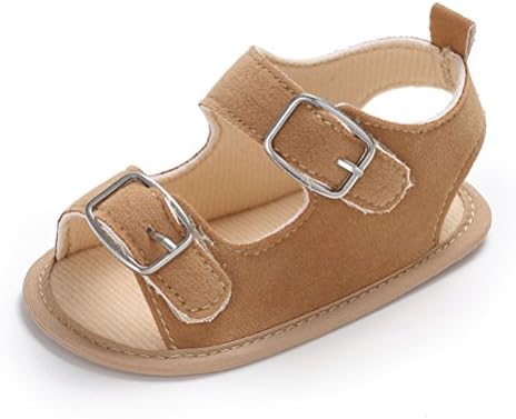 ATEENY Baby Boys Girls Casual Beach Sandals with Buckle Strap Ankle Hook Toddler Summer Soft Flat Shoes (12-18 Months, Brown)