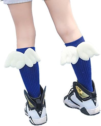 Unisex Baby Boys Girls Kids Toddler Socks Novelty Angle Wings Anti-Skid Cotton Knee High Children Soccer Socks Stockings - 2 Pairs