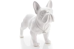 ‎SURUIM suruim Französische Bulldogge Statuen Deko Englische Bulldogge Figur Hund Statue Geschenke Wohnzimmer, Schreibtisch-Dekoration (weiß-1,M)