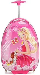 Divs Edenic ABS Non-Breakable and Extra Light Weight 16 Inches Carton Printed Pattern Travel Egg Shape 2 Wheels with Trolley Bag Girls Suitcase