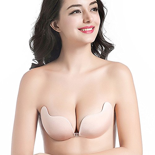 BUOCEANS Sujetador Adhesivo, Push up Invisible sin Espalda, ujetador Adhesivo de Silicona, Sujetador sin Tirantes Push up de Silicona Reutilizable