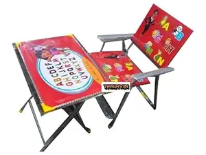 Balaji E Retail New Design Kids Table and Chair Set ? ? ?,ABCD,1234 Rounded Edges Foldable Study Table and Chair Set for Kids Boy and Girl (Age 2 to 7 Year) (Design May Vary) || YUJ84