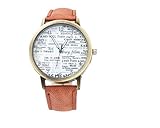 Souarts Damen Braune Retro Segeltuch Armbanduhr Armreif Uhr mit Batterie Zifferblatt