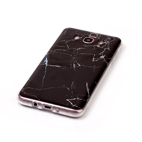 Cozy Hut Für Samsung Galaxy J7 2016 Handyhülle mit Marmor / Marble Design(schwarz / weiß) | Handytasche | | Schale | | Hülle | | Case | Handy-etui | TPU-Bumper | Soft Case | Schutzhülle Cover für den optimalen Schutz ihres Samsung Galaxy J7 2016(SM-J710) 5,5 Zoll – Schwarzer Marmor - 3