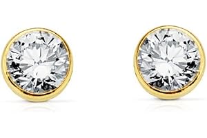 Monde Petit T1798P - Pendientes de bebe/niña oro 18 kts. chaton redondo 5 mm. - Scatola Regalo - Certificato di garanzia