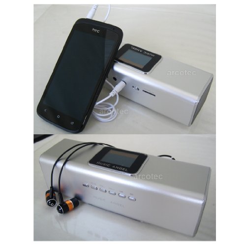 Stereo Lautsprecher / Boxen / Soundstation / Lautsprechersystem „6in1“ für PC, LAPTOP, NETBOOK mit eingebautem Radio, Wecker, Uhr, USB-Slot, Micro-SD Kartenslot & 3,5mm Klinkenanschluss – Farbe: silber - 5