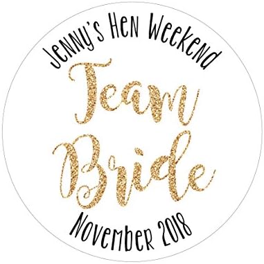50 x 5cm Personalised Hen Night/Weekend Stickers Favours/Invites Team Bride