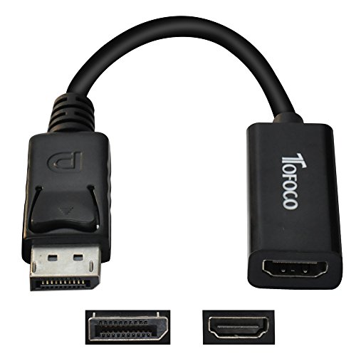 DP auf HDMI Aktive Adapter, TOFOCO DisplayPort Stecker zu HDMI Buchse mit Audio Konverter Full 1080P HDTV Adapter für PC, Laptop, Macbook – Schwarz - 2