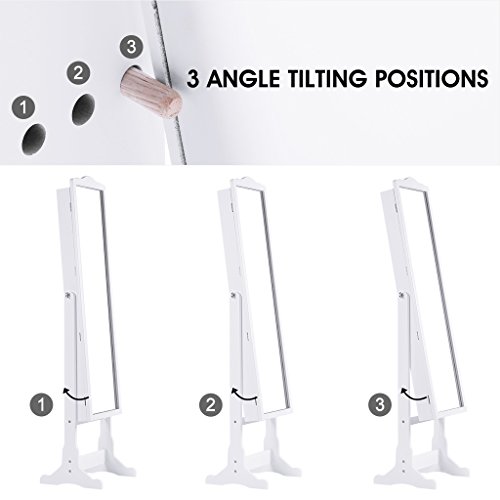 LANGRIA Schmuckschrank Abschließbar Spiegelschrank mit LED-Leuchten, 5 Regale Aufbewahrung für Ringe, Ohrringe, Armbänder, Broschen, Kosmetik (Weiß) - 7