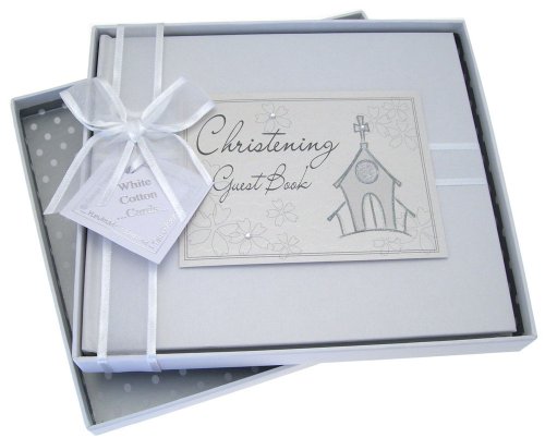 White Cotton Cards Christening Church Guest Book