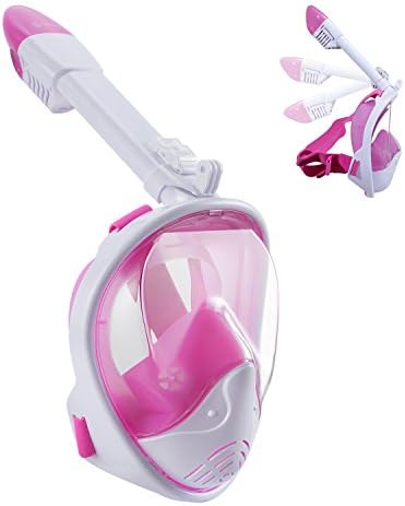 WSTOO 180° Full Face Snorkel Mask- Panoramic view Snorkel Mask For Adults And Kids,With Anti-Fog Anti-Leak Snorkeling Design,See More Water World Larger Viewing Area
