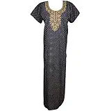 Indiatrendzs Women's Nighty Printed Embroidered Neckline Sleepwear Nightgown (Chest 44)