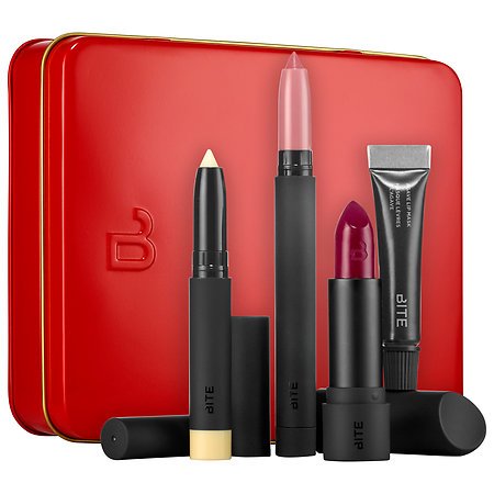 Bite Beauty Discovery Set - Amuse Bouche Lipstick in Beetroot - Deluxe Agave Lip Mask - Matte Crème Lip Crayon in Leche - Deluxe Line & Define Primer