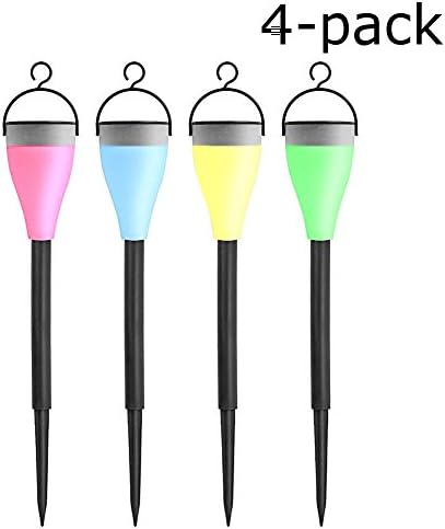 Autai 4 x Solar Stake Lights Color Changing LED Solar Powered Garden Light,Waterproof Rechargeable Lamps, Ideal for Pathways, Lawns, Gardens,Perfect Neutral Design Party Light