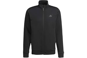 adidas Men's Standard Essentials Warm-Up 3-Stripes Track Top, Black/Black, XX-Large