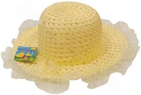 Easter Bonnet Hat Girls Ribbon Yellow Egg Hunt Kids Children Party