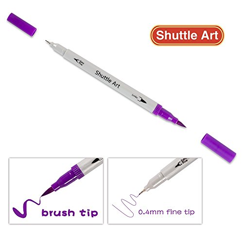 Schuttle Art Pinselstifte 56 Art von Farben Brush Pen Set Filzstifte mit zwei Spitzen Pinselspitze mit Fineliner 0.4mm Kunst Stifte Set für erwachsene Malbuch - 3