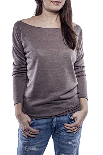 Ella Manue Ladies Women Roundneck Shirt Chloe Femme Chemise, Size: XS, Color: Taupe