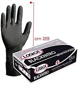 Logic blacknitro 50pcs Disposable Gloves Black Nitrile Ambidextrous 29 cm without Dust Protection Chemical Products Micro-Organisms antinfortunistica DPI Hands Warehouse Workshop construction Industry