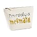 I’m Really A Mermaid Fantasy Statement Canvas MakeUp Bag Gift Case Cosmetic Clutch, Natural, Medium