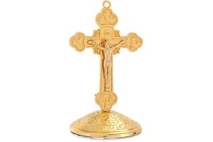 Yeesabella Christian Religious Gifts Christian Ornaments Crucifix Jesus Christ Cross Statue Tabletop Crucifix Cross for Chapel Decor Home Decor Gold