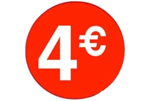 DiiliHiiri Étiquettes Adhésif de Prix en Euros - Rouge Autocollants Rondes 4€ en Rouleaux de 1000 pour | Diamètre Adhésif 35 mm