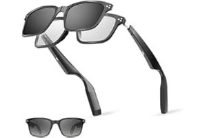 UouNeaCo Lunettes Intelligentes avec haut-parleur Bluetooth, Lunettes de Soleil Polarisées Magnétiques avec Contrôle Tactile Protection UV, Audio HD, Télécommande Photo, Anti-Lumière Bleue