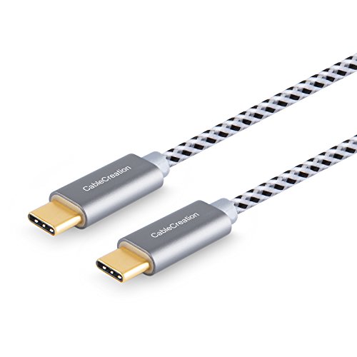 CableCreation USB-Kabel Typ C-C, 3 m lang, geflochtenes USB-Kabel, 2.0 Typ C (USB-C), Typ C-Daten-Ladekabel (3 A), für 12 Zoll-MacBook, Nexus 5/6P, Lumia 950/950XL und mehr, grau - 3