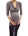 PattyBoutik Mama Cowl Neck Drop Shoulder Tunic Maternity Blouse Top (Gray 16)