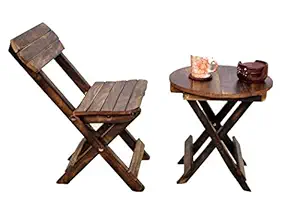 AR Handicrafts Wooden Folding Chair and Table Set for Kids Size-12 Inch