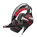 Produktbild HOMECCLL Gaming Headset, Wired Stereo Musik Kopfhörer Surround Sound Spiel Kopfhörer W/Kopfhörer Mic LED-Licht für Gamer,Red
