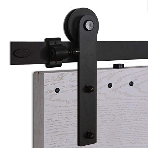 CCJH 5FT-153cm Herraje para Puerta Corredera Kit de Accesorios para Puertas Correderas Rueda Riel Juego para Una Puerta de Madera