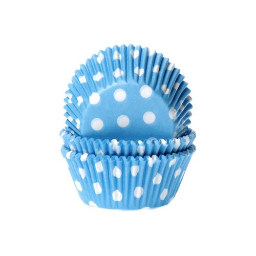 Muffinförmchen, blau weiß gepunktet