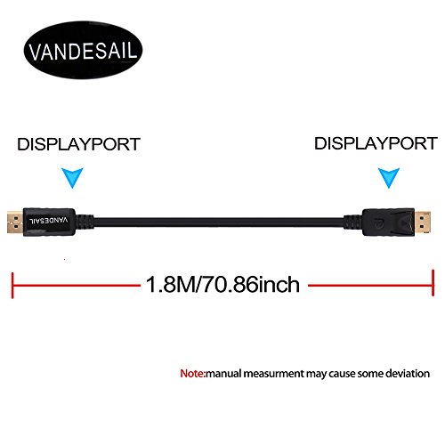 DisplayPort Kabel, VANDESAIL® Displayport 1.2 auf Displayport 1.2 Kabel Audio Video Adapterkabel mit Vergoldete Kontakte Unterstützung von 4K/ 1080p (6ft/1.8M, dp to dp) - 2