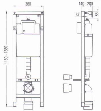 Wisa Excellent XS WC – Vorwandelement mit Betätigungsplatte pergamon inkl. Schallschutzset - 3
