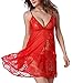 Produktbild MERICAL Sexy Damen Nachtwäsche Dessous Plus Size Lace Bow Unterwäsche Nachtkleid(XXX-Large,Rot)