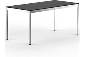 VERSEE SYSTEM8X Höhenverstellbarer Schreibtisch 140 x 80 cm in Schwarz - Für Büro/Home-Office im Metall Chrom Design