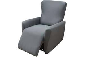 JORTUIO Funda de Sillón Relax Reclinable 4 Piezas, Completo Protector para Sillón Reclinable, Funda de Sofá Antideslizante para Silla Eléctrica Relax 1 Plaza Spandex Funda para sillón con Bolsillos