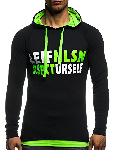 LEIF NELSON GYM Herren Fitness Sweatshirt mit Kapuze Hoodie Langarm Trainingsshirt T-Shirt Training LN06278 - 2