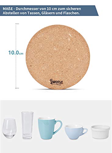 Sweese Korkuntersetzer, 10er set, 10cm Durchmesser Untersetzer aus Kork - 6