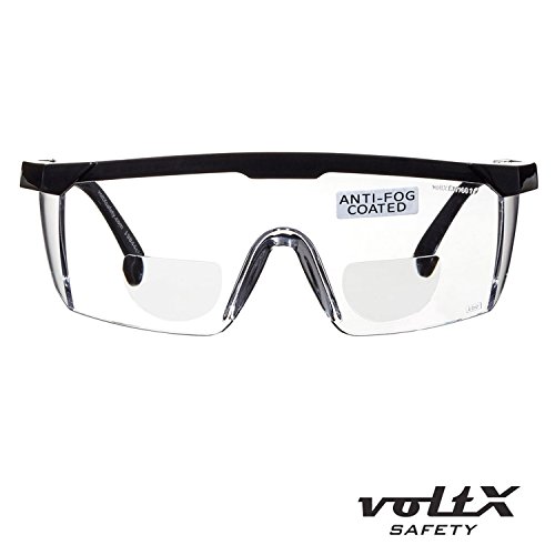 voltX ‚Classic‘ farblose Bifokalschutzbrille (+1,5 Dioptrie) mit Sicherheitskordel CE EN166F zertifiziert - 3