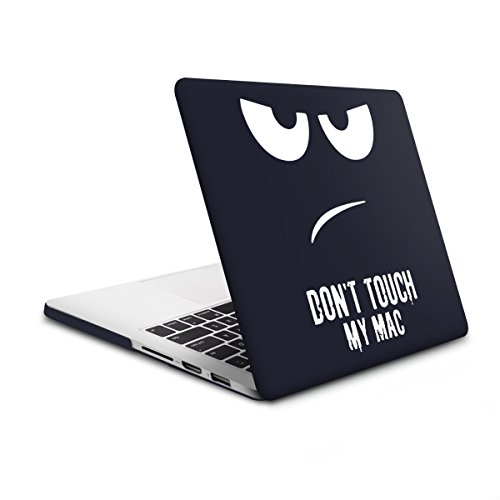 kwmobile Hardcase Laptop Hülle für Apple MacBook Pro Retina 13″ (ab Ende 2012) – Don’t touch my Mac Design Weiß Dunkelblau dünne gummierte Schutzhülle Cover Case Tasche - 5