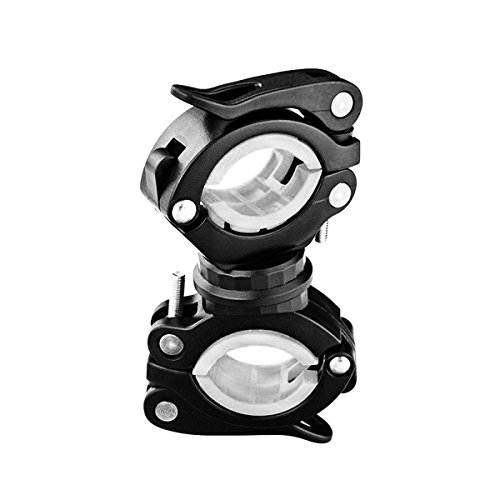 Vonpri Soporte para Linterna, 360º Rotación Soporte de Montaje Bike Clip Pieza para Bicicleta - Negro/Blanco