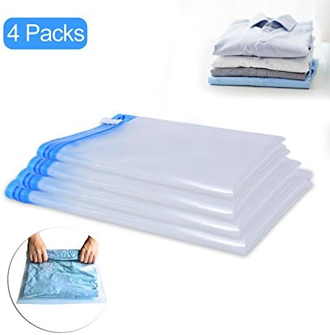 Space Saver Bags, BOJECHER Travel Storage Bags Medium to Large No Vacuum Needed Roll-up Compression Storage Bags, 4 Packing Organizer for Travel and Home (Small x 1, Medium x 2, Large x 1)