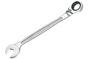 FACOM - Clé Mixte à Cliquet Métrique 13mm - 467B.13 - Système Ultra-Grip Antidérapant - Mécanisme à Cliquet Compact Réversible par Levier - Œil et Fourche Inclinés à 15° - Chrome Satiné