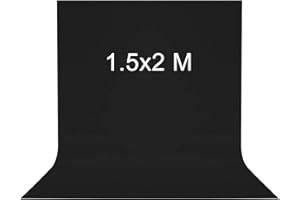 1,5 x 2M Sfondo Nero Vevelux, Schermo Nero Durevole Lavabile Pieghevole 100% Poliestere per Fotografia, Video, Fotocamera, Foto, Riprese Video