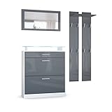 Modernes Garderobenset - bestehend aus einem Schuhschrank, Spiegel und Garderobenpaneel