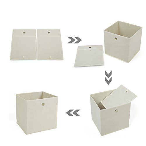 Songmics 4 Stück faltbare aufbewahrungsbox faltbox mit Fingerloch 30 x 30 x 30 cm beige RFB02M-2 - 6
